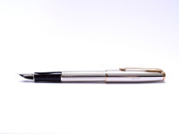 Rare 1994 Parker Sonnet Cascade Silver Plated Made for Audi F Fine Nib Fountain Pen Made in France