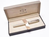 NOS 2011 Parker Sonnet 925 Sterling Silver Ciselé CT Crosshatch 18K 750 F Soft Nib Fountain Pen Made in France