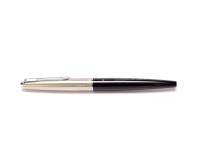 1960s PARKER 45 Standard Black & Stainless Steel Cap F Fine Nib Fountain Pen Made in England