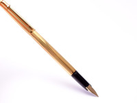 1970s Original First Series Caran d'Ache MADISON All Gold Plated 14K Flex Nib Fountain Ballpoint Pen & Mechanical Pencil Set In Box