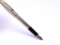 Rare 1994 Parker Sonnet Cascade Silver Plated Made for Audi F Fine Nib Fountain Pen Made in France