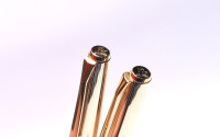 Stunning Rare Mint 1960s Pelikan M60 / 60 Type II Rolled Gold Fountain Pen 18K HEF Nib & Ballpoint Pen Set in Red Leather Pouch