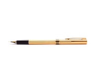80's Vintage Aurora Marco Polo Gold Plated M Medium Nib Cartridge/Converter Fountain Pen