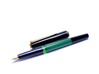 1960s Pelikan MK10 (Type 1) Airplane Safe Green & Black Resin EF Gold Nib Piston Filling Fountain Pen
