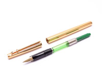 1970s Original First Series Caran d'Ache MADISON All Gold Plated 14K Flex Nib Fountain Ballpoint Pen & Mechanical Pencil Set In Box