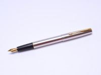 1998 Parker Frontier Flighter GT Brushed Matte Stainless Steel & Gold M Nib Converter Fountain Pen Made in USA