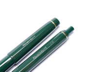 Rare Munich Olympics 12 Sided Olive Green KAWECO Sport V16 & 619 Flex EF Fountain & Ballpoint Pen Set in Leather Pouch