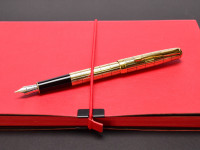 Rare 2006 PARKER Sonnet Special Edition France Crocodile Vermeil Crosshatch 23K Gold Plated 18K 750 Flexible Two Tone M Nib Fountain Pen w/Converter