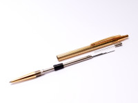 1970s Montblanc Noblesse Oblique Slimline Gold Plated GODRON Finish Push Button/Knob 0.5mm Mechanical Pencil