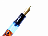 1980s SENATOR Classic Melbi Orange/Brown Marble EF Extra Fine Nib Piston Fountain Pen