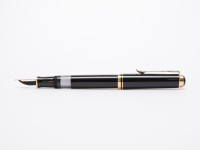 1990s Pelikan Souverän Souveran M600 K600 D600 "Old Style" Schwarz All Black Two Tone 18K Gold M Nib Fountain Ballpoint Mechanical Pen Pencil Set