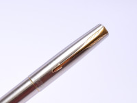 1998 Parker Frontier Flighter GT Brushed Matte Stainless Steel & Gold M Nib Converter Fountain Pen Made in USA