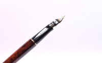 Stunning Rare 1980s PARKER 75 Laque / Lacquer Woodgrain 14K Gold M Nib Made in France Fountain Pen In Box with Converter