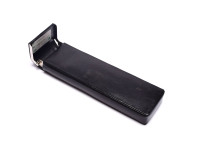 NOS Rare Vintage  Black Thick Genuine Leather with Steel Frame Fountain Rollerball or Ballpoint  Case Pouch Pen Holder