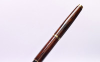 Stunning Rare 1980s PARKER 75 Laque / Lacquer Woodgrain 14K Gold M Nib Made in France Fountain Pen In Box with Converter