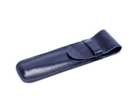 Vintage High Quality Genuine Soft Black Leather Sleeve Pouch Case for 1 or 2 Fountain/Ballpoint Pens & Pencils