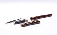 1980s Parker 180 Lacquer Woodgrain Thuya 14K Fine Nib Cartridge/Converter Fountain Pen Made In France