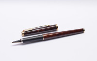 1980s Parker 180 Lacquer Woodgrain Thuya 14K Fine Nib Cartridge/Converter Fountain Pen Made In France