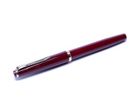 1960s Reform Germany 4328 Round Burgundy Bordeaux Maroon Red 14K Gold Flexible F to BB Nib Piston Fountain Pen