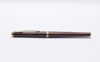 1980s Parker 180 Lacquer Woodgrain Thuya 14K Fine Nib Cartridge/Converter Fountain Pen Made In France