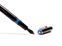 Rare 1960s Blue Captop KAWECO 36 D Durchschreiber Thick 14K Gold D EF Nib Piston Fountain Pen