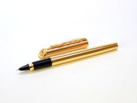 Made in USA 1980s Quill Gold Plated Rollerball Ballpoint & Mechanical Pencil Set in Box