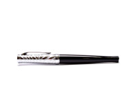 Lady Cross Sauvage Black & Silver Zebra Design, F Fine 18k Gold 750 Nib Fountain Pen in Box