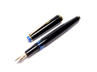 Rare 1960s Blue Captop KAWECO 36 D Durchschreiber Thick 14K Gold D EF Nib Piston Fountain Pen