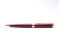 1990s Waterman L`Etalon Maroon Burgundy Red Lacquer & Gold Ballpoint Pen & Pencil Set - Paris France