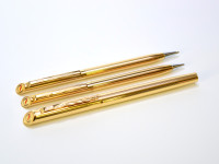 Made in USA 1980s Quill Gold Plated Rollerball Ballpoint & Mechanical Pencil Set in Box