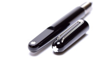 Stunning 2015 Montblanc M Collection Ultra Black MN Marc Newson Design Shiny Precious Black Resin Magnetic Cap Ballpoint Pen in Siena-Meisterstuck Leather Pouch