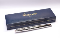 1990s Waterman Carene / CARÈNE "Silver Meridian" Meridians - Silver Plated w/ 18K M Medium White Gold Nib Fountain Pen Made in France