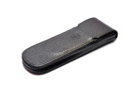 Vintage 1980s Waterman Black Thick Genuine Leather High Quality Pen Pouch Case Sleeve 2 Pens made in France