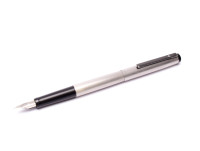 Vintage Geha 731 Brushed Steel 14K 585 EF Extra Fine Nib Cartridge/Converter Fountain Pen