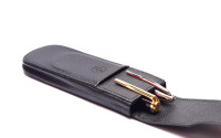 Vintage 1980s Waterman Black Thick Genuine Leather High Quality Pen Pouch Case Sleeve 2 Pens made in France