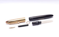 NOS True Time Capsule - Lost Brand of France - 1930s Stylomine Hard Rubber Lever Filling Fountain Pen w/ 18K Super Flex EF Hearthole Nib