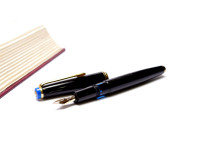 Rare 1960s Blue Captop KAWECO 36 D Durchschreiber Thick 14K Gold D EF Nib Piston Fountain Pen
