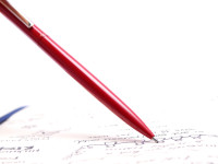 1970s Omas 80 Red Steel Twist Mechanism Ballpoint Vintage Pen In Box With New Refill