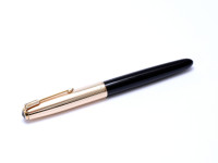PARKER 51 Aerometric MKII-B 1/10 12K Gold Filled Cap & Black Body Hooded Nib Fountain Pen