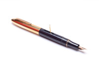 NOS True Time Capsule - Lost Brand of France - 1930s Stylomine Hard Rubber Lever Filling Fountain Pen w/ 18K Super Flex EF Hearthole Nib