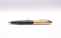 NOS True Time Capsule - Lost Brand of France - 1930s Stylomine Hard Rubber Lever Filling Fountain Pen w/ 18K Super Flex EF Hearthole Nib
