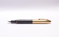 NOS True Time Capsule - Lost Brand of France - 1930s Stylomine Hard Rubber Lever Filling Fountain Pen w/ 18K Super Flex EF Hearthole Nib