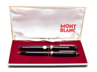 NOS New 1960s MONTBLANC No.12 & No.16 Masterpiece Meisterstuck Black Resin 18K 750 Gold Flex EF Nib Fountain Pen & Mechanical Pencil Set in Box