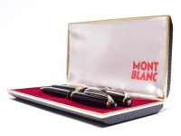 NOS New 1960s MONTBLANC No.12 & No.16 Masterpiece Meisterstuck Black Resin 18K 750 Gold Flex EF Nib Fountain Pen & Mechanical Pencil Set in Box