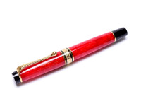 1994 Limited Edition Coral/Marble 1858/7500 Red Aurora Optima 75 Year Anniversary Edition 18K M Nib Fountain Pen