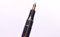 NOS True Time Capsule - Lost Brand of France - 1930s Stylomine Hard Rubber Lever Filling Fountain Pen w/ 18K Super Flex EF Hearthole Nib