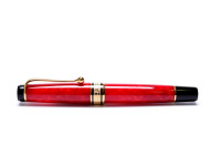 1994 Limited Edition Coral/Marble 1858/7500 Red Aurora Optima 75 Year Anniversary Edition 18K M Nib Fountain Pen