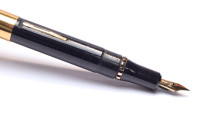 NOS True Time Capsule - Lost Brand of France - 1930s Stylomine Hard Rubber Lever Filling Fountain Pen w/ 18K Super Flex EF Hearthole Nib