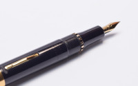 NOS True Time Capsule - Lost Brand of France - 1930s Stylomine Hard Rubber Lever Filling Fountain Pen w/ 18K Super Flex EF Hearthole Nib