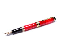 1994 Limited Edition Coral/Marble 1858/7500 Red Aurora Optima 75 Year Anniversary Edition 18K M Nib Fountain Pen